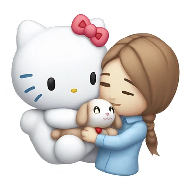 Hello kitty cuddling cinnamoroll plushie sticker
