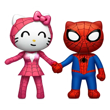 Hello kitty and Spider-Man holding hands sticker
