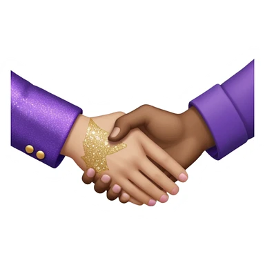 Glitter Purple and Cian handshake sticker