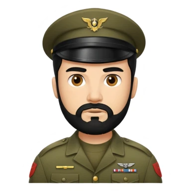 male soldier black hair and beard tyle sticker