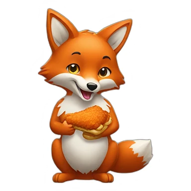 fox eating fried chicken sticker