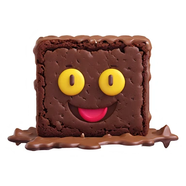 chocolate brownie with a smiley face, 3D emoji style sticker