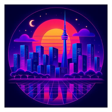 Create a retro 80's tron feel to this image  sticker