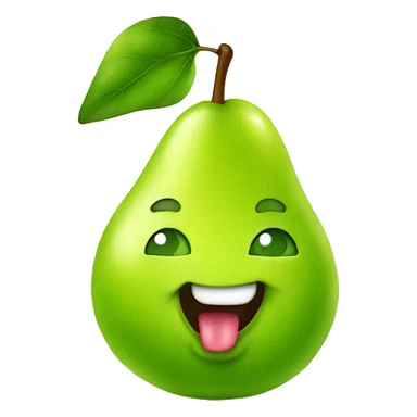 Shiny Green Cute pear with tongue sticker