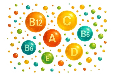 particelle di vitamine fluttuano in aria sticker