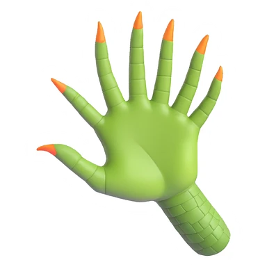 realistic reptilian hand palm down, textured scales and sharp claws, expressive emoji style sticker