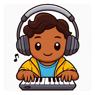 Make the boy's hair wavy, keep everything else the same. sticker