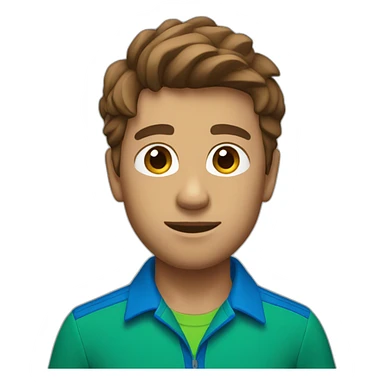 white climber brown hair with a blue shirt and green shorts. sticker