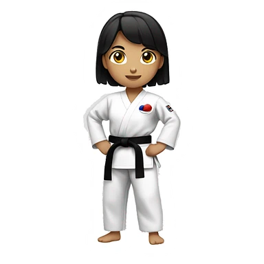 girl with black hair wearing a taekwondo dobok sticker