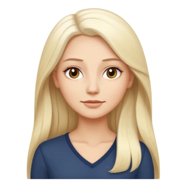 Stylized emoji portrait of a sexy long-haired white-blonde woman, confident expression, smooth skin, minimal makeup, full height  sticker