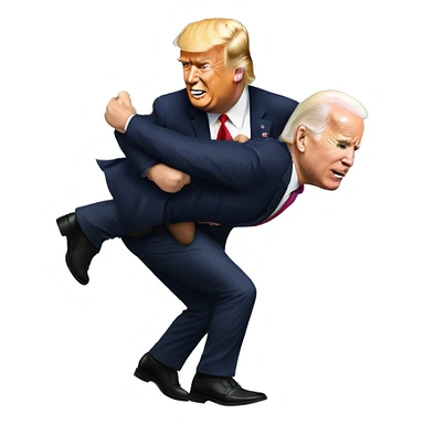 donald trump giving joe biden a piggy back ride  sticker
