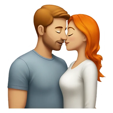 Brown haired woman kissing orange haired man sticker