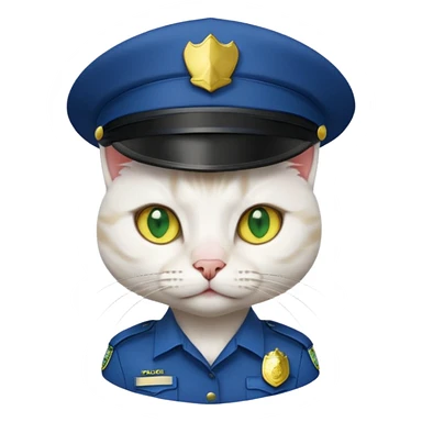 white cat police, yellow and green eyes sticker