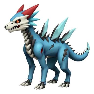 Skeletal Zeraora-Zoroark-Marowak-Dialga-Duskull-Electrike-Fakémon-hybrid-creature (full body)  sticker