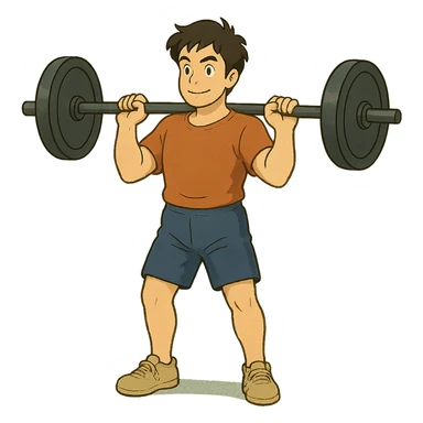 ghibli style man holding a barbell sticker