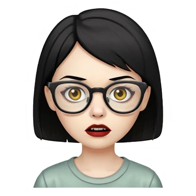create a female zombie with short straight black hair, and who wears glasses  sticker