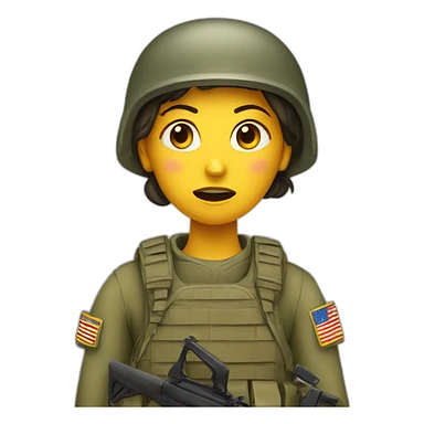 scared female solider sticker
