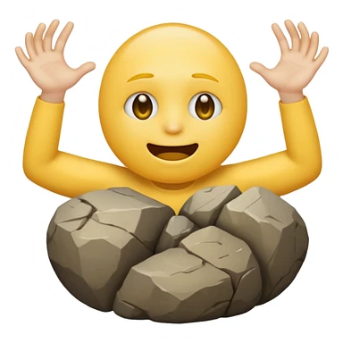 a yellow emoji circle with rock on hands and he looks super drunk sticker