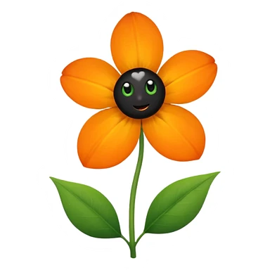 Green stem, white bud with black cartoony face: ;p. And six heart shaped yellowish orange petals sticker