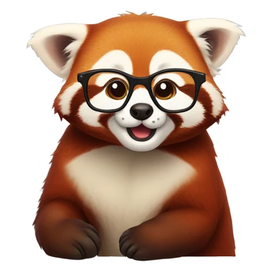 Red panda using glasses sticker
