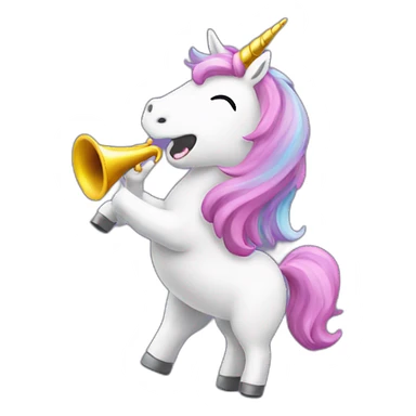 Unicorn blowing birthday trumpet sticker