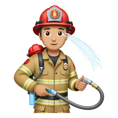 Firefighter spraying fire with hose sticker