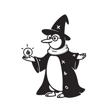 A penguin wizard wearing glasses sticker