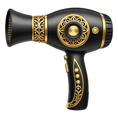 black blow dryer covered in jewelry sticker