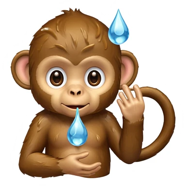 Monkey water drop sticker
