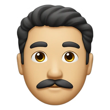 Fat, eye black, hair black, thin mustache think, sticker