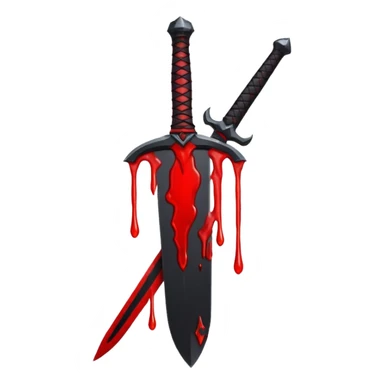 iOS sticker, dark sword, black blade, red blood drop, minimal sticker