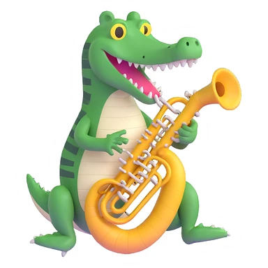 crocodile playing a bombardino euphonium sticker