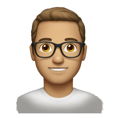 brown eyes, brown hair, white skin, glases sticker