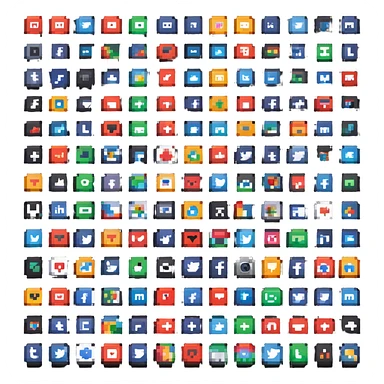8-bit social media app icons collection sticker