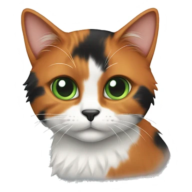 Calico cat with green eyes and orange, gray, and black fur sticker