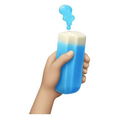a hand holding a bubbly bar of blue soap sticker
