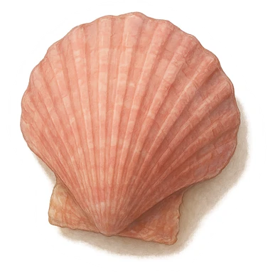 realistic pink seashell, soft painterly look, detailed and natural sticker