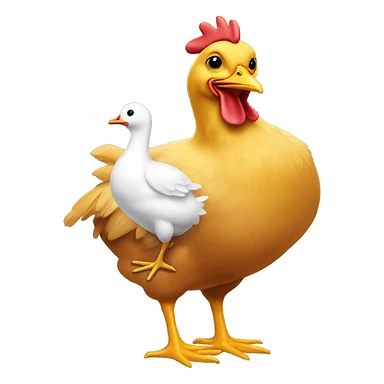 Chicken next to a duck sticker