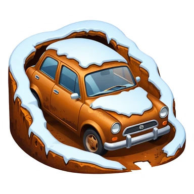 Car in a ditch in the snow in a hole sticker