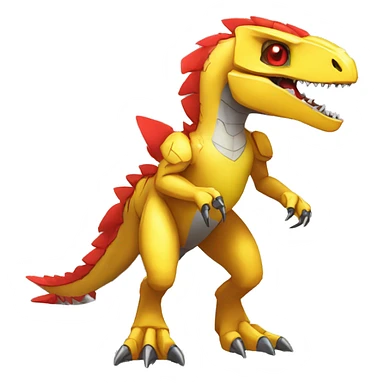  Edgy Red Yellow Shiny Digimon-Fakemon-Velociraptor-Dragon-Mecha full body sticker
