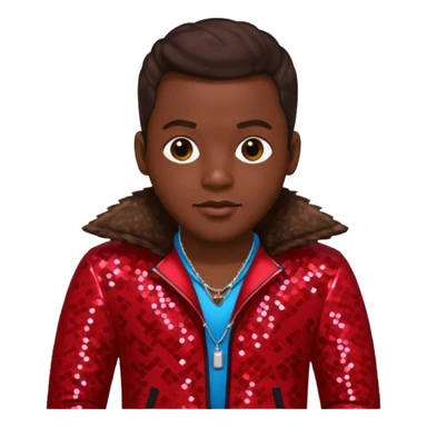 Bobby Brown (b.1969) from New Edition with dark brown hair, red sequin outfit sticker