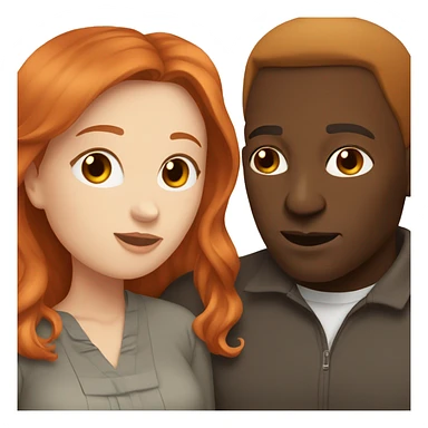 couple kissing, redhead and white woman, dark-skinned black man sticker