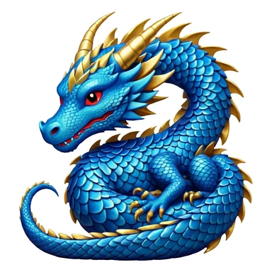 Blue dragon with gold accents sleeping with zzz sticker