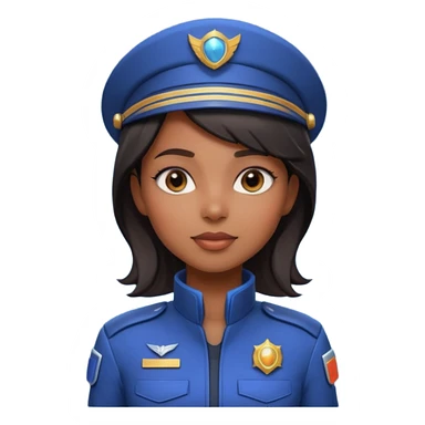 cute Black female spaceship captain portrait, head and shoulders only, futuristic uniform, captain badge, confident expression, 3D cartoon, mobile game icon style, clean background, no text, no watermark sticker