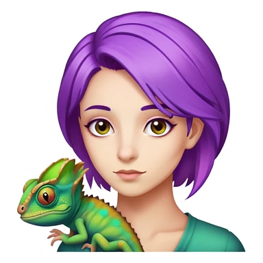 Purple hair, with chameleon, sweet sticker