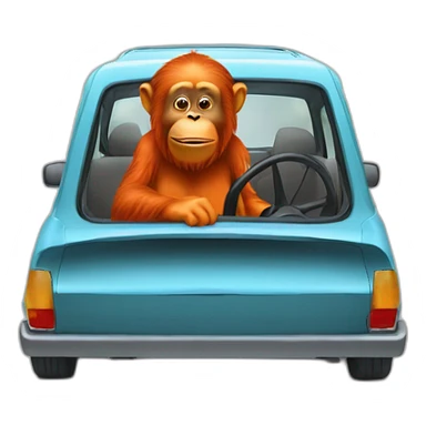 un orang-outan dans une voiture sticker