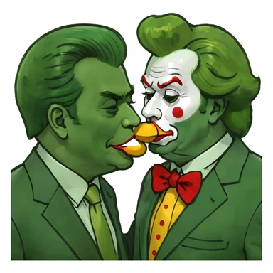 Donald trump kissing Ronald McDonald  sticker