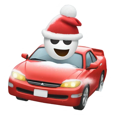 Driving a red car blizzard snow storm sticker