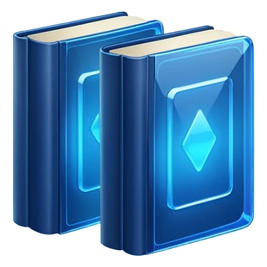 2 dark neon blue glass books sticker