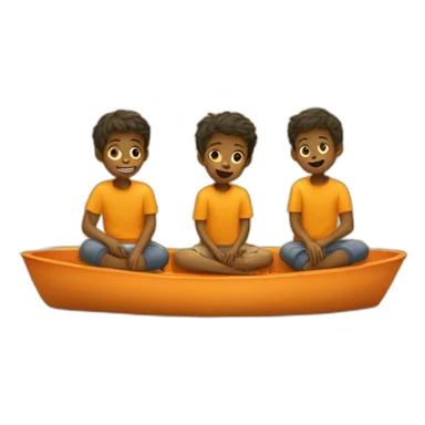 three-little-boys-sitting-in-a-yellow-and-orange-lake sticker
